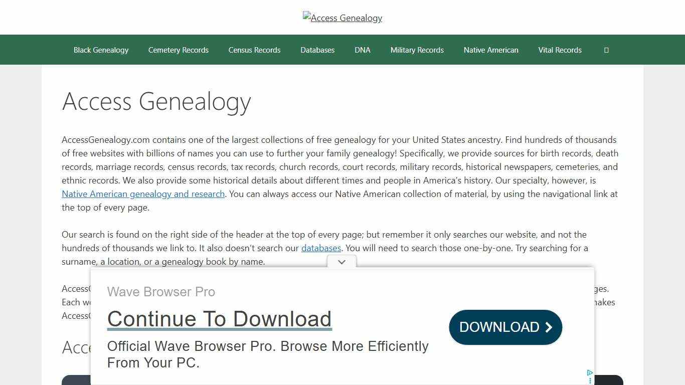 AccessGenealogy - Free Genealogy